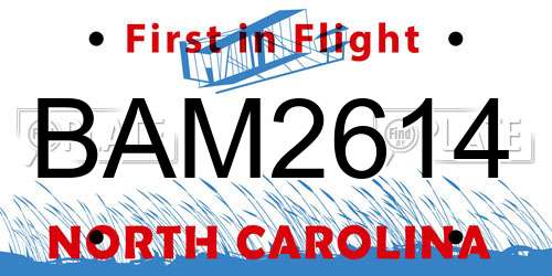 BAM2614 North Carolina License Plate