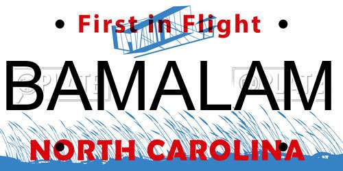 BAMALAM North Carolina License Plate