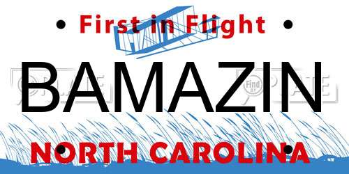 BAMAZIN North Carolina License Plate