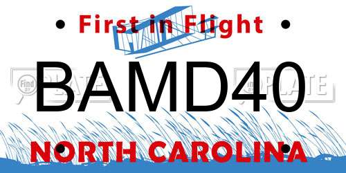 BAMD40 North Carolina License Plate
