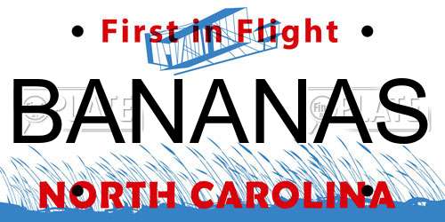 BANANAS North Carolina License Plate