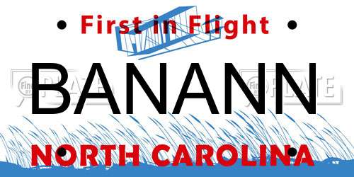 BANANN North Carolina License Plate