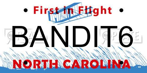 BANDIT6 North Carolina License Plate