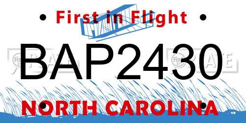BAP2430 North Carolina License Plate