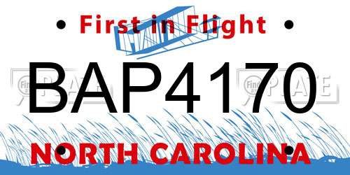 BAP4170 North Carolina License Plate