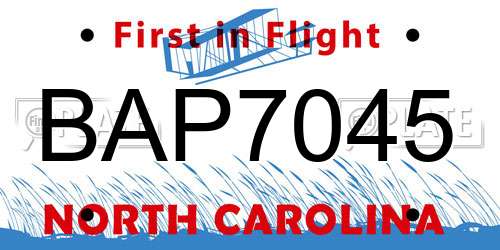 BAP7045 North Carolina License Plate