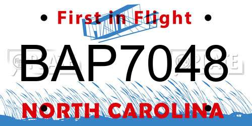 BAP7048 North Carolina License Plate