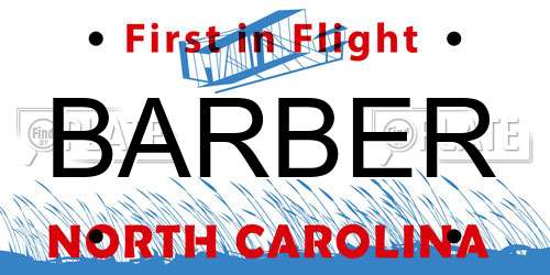 BARBER North Carolina License Plate