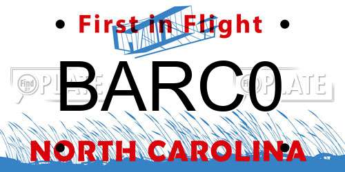BARC0 North Carolina License Plate