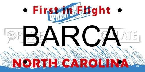 BARCA North Carolina License Plate