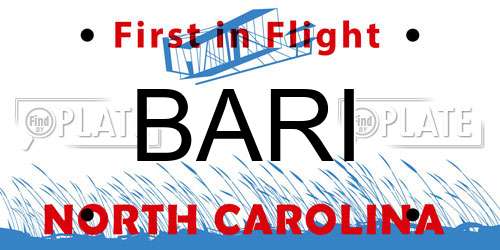 BARI North Carolina License Plate
