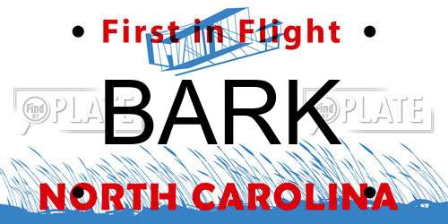 BARK North Carolina License Plate