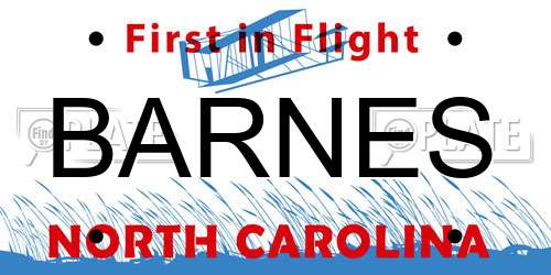 BARNES North Carolina License Plate