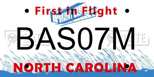 BAS07M North Carolina License Plate