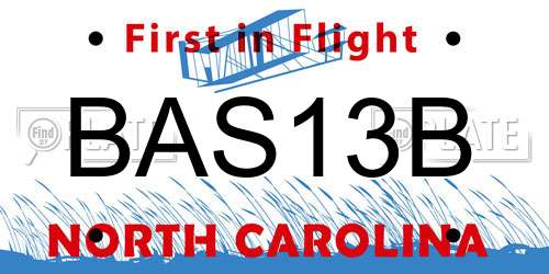 BAS13B North Carolina License Plate