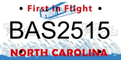 BAS2515 North Carolina License Plate