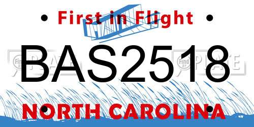 BAS2518 North Carolina License Plate
