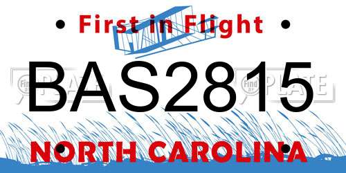 BAS2815 North Carolina License Plate