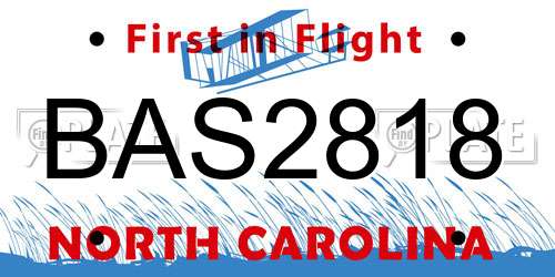 BAS2818 North Carolina License Plate