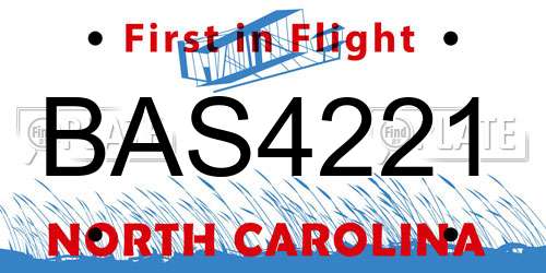 BAS4221 North Carolina License Plate