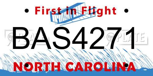 BAS4271 North Carolina License Plate