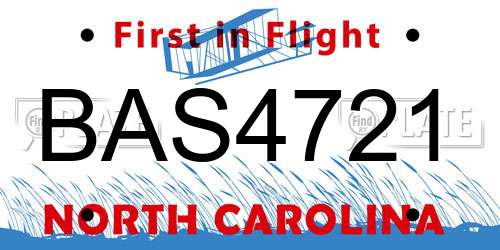 BAS4721 North Carolina License Plate