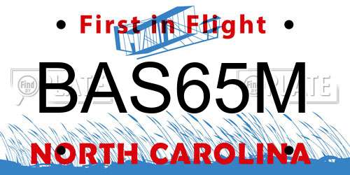 BAS65M North Carolina License Plate