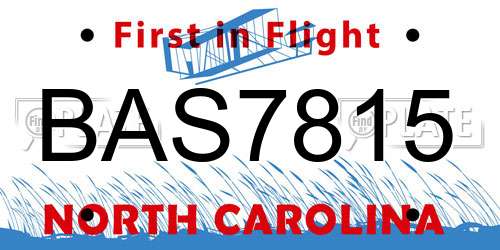 BAS7815 North Carolina License Plate