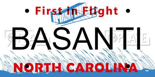 BASANTI North Carolina License Plate