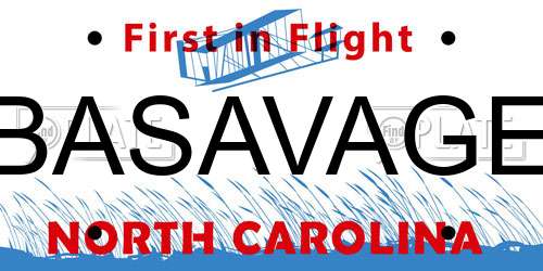 BASAVAGE North Carolina License Plate