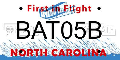 BAT05B North Carolina License Plate