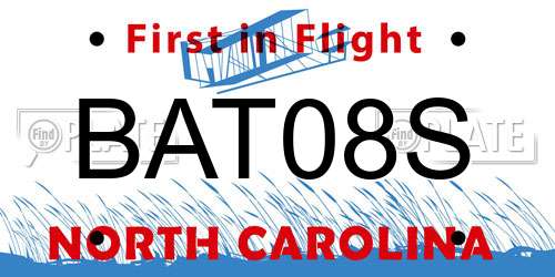 BAT08S North Carolina License Plate