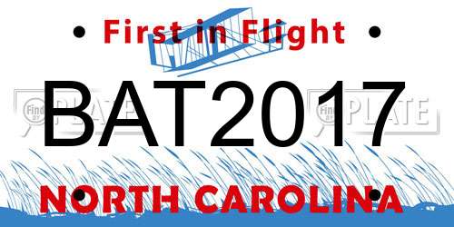 BAT2017 North Carolina License Plate