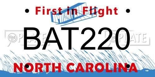 BAT220 North Carolina License Plate