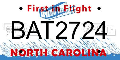 BAT2724 North Carolina License Plate