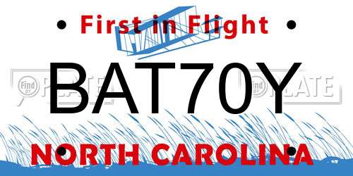 BAT70Y North Carolina License Plate