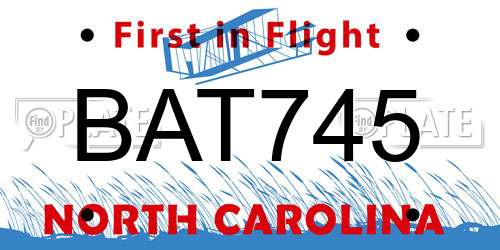 BAT745 North Carolina License Plate