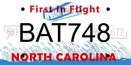 BAT748 North Carolina License Plate