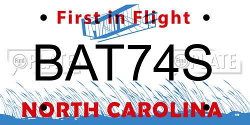 BAT74S North Carolina License Plate