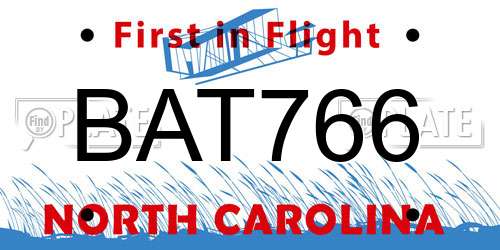 BAT766 North Carolina License Plate