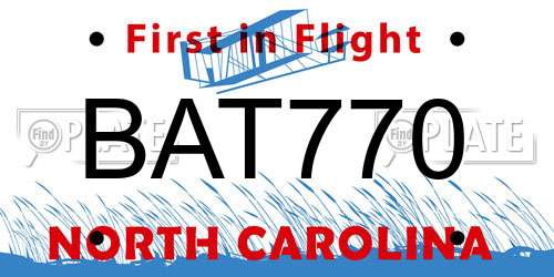 BAT770 North Carolina License Plate