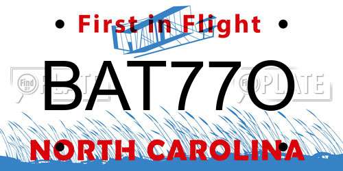BAT77O North Carolina License Plate