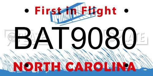 BAT9080 North Carolina License Plate
