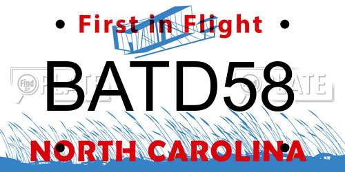 BATD58 North Carolina License Plate