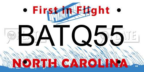 BATQ55 North Carolina License Plate