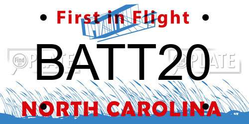BATT20 North Carolina License Plate