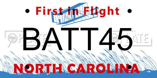 BATT45 North Carolina License Plate