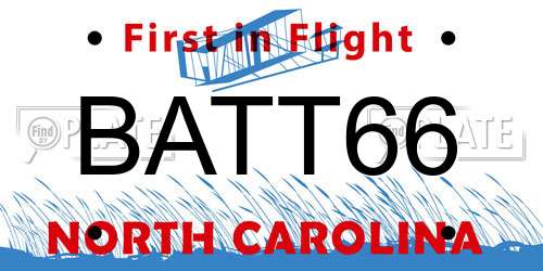 BATT66 North Carolina License Plate