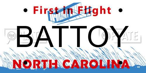 BATTOY North Carolina License Plate