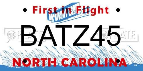 BATZ45 North Carolina License Plate